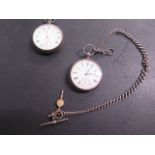 A Waltham silver pocket watch on a chain, running and another silver pocket watch not working and
