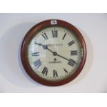 A mahogany cased fusee driven wallclock with a painted 12" dial, Munsey & Co Cambridge, in running