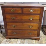 A late Victorian walnut two over three chest of drawers on a plinth base, 100cm tall x 103cm x 54cm,