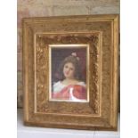 A oil painting portrait of a girl, in a gilt frame, frame size 37cm x 32cm, in good condition