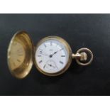 An Elgin National Watch Co hunter pocket watch marked warranted 14k U.S. Assay no 17906 movement