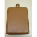 A Holland and Holland tan leather hipflask, 14.5cm x 9.5cm, in good condition
