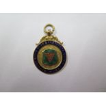 A 9ct gold enamel medallion, approx 7.9 grams