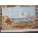 John Rohda oil on canvas beach scene, 51cm x 76cm