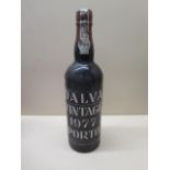 A bottle of Dalva Vintage 1977 Porto