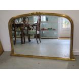 A modern gilt bevel edge overmantle mirror, 92cm x 140cm