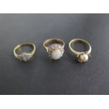 Three 14ct gold rings, largest size O, total weight approx 7.5 grams