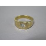 A hallmarked gents 18ct yellow gold single stone diamond ring, size X, approx 10 grams, diamond