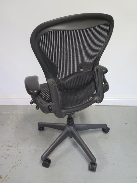 A Herman Miller Aeron office chair with lumbar support in black in good condition - Image 2 of 2