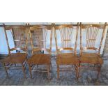 A set of four high back American style ash and elm kitchen chairs, 109cm tall
