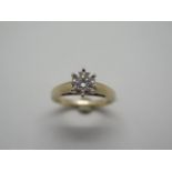 A yellow gold diamond solitaire ring, diamond approx 0.80ct, ring size K, not hallmarked total