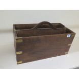 A brass cornered wooden two section magazine box, 29cm tall x 46cm x 23cm