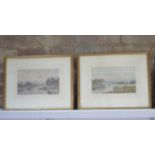 Arthur Anderson Fraser (1861-1904) A pair of fenland river scene watercolours initialled AF dated