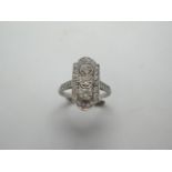 A platinum Art Deco style diamond ring, approx 1.4ct, ring size O, in good condition, diamonds