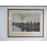 W Dendy Sadler photogravure entitled, A pegged down fishing match, in a gilt frame, frame size