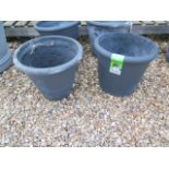 Four dark grey round frost proof planters, 40cm diameter