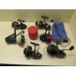 Six fishing reels: Mitchell Garcia 324; Mitchell Garcia 208; Mitchell Garcia 300; Mitchell 206S; ABU