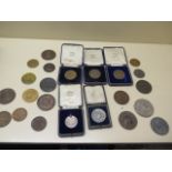 23 assorted award medallions including a silver Anglers medal