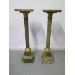 A pair of 19th century good quality French green marble gold leaf decorated jardinere / statue