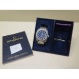 An Eterna Matic Kontiki 20 stainless steel gents bracelet wristwatch, 38mm case, blue dial, with box