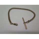 A 9ct yellow gold watch chain, each link hallmarked, 24cm long, approx 19.2 grams, generally good,