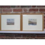 A pair of watercolours of fishing interest landscapes by Lady Barbara Brassey 'Carron above the