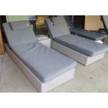 A pair of ex-display Nova Rhodes sun loungers and side table, RRP £1299