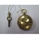 An 18ct key wind pocket watch with base metal dust cover, 38mm case, not running, case and dial