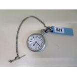 A Muralto top wind pocket watch on chain, 5.5cm case, running and hands advance