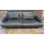 A Natuzzi Italian grey leather two seater sofa with cushions, 78cm tall x 232cm x 107cm , in