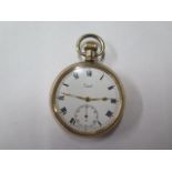 A gold plated Limit top wind pocket watch, 5cm case, running, some wear to case, back cover pops