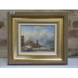 A Dutch School oil on board signed Nelson in a gilt frame, frame size 38cm x 43cm, minor kocks to