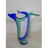 An Orrefors coloured glass vase, 26cm tall, in good condition