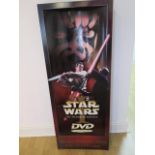 A Star Wars cardboard The Phantom Menace DVD advertising board, 143cm x 56cm x 10cm, some scuffs