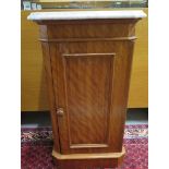 A Victorian marble top satin walnut bedside chest, 73cm tall x 40cm x 32cm, in good condition,