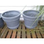 Two large grey frost proof pots, 57cm diameter