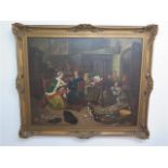 In the manner of Jan Steen Dutch School, oil on canvas interior scene after the original entitled '