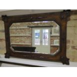 An oak surround wall mirror, 100cm x 69cm