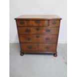 A good 18th century walnut chest with three short over three long oak lined drawers on turned