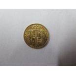 A Victorian gold shield back half sovereign, dated 1892