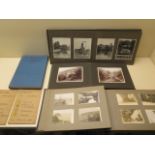 Three photograph albums, two cards of Cambridge College emblems and book 'We also served' the