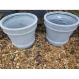 Two light grey frost proof pots, 50cm diameter