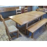 A John Lewis solid oak Bergerac drawleaf dining table with extra leaf, 75cm tall x 230cm x 95cm