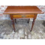 A Victorian mahogany side table with a drawer on turned legs in good restored condition, 73cm tall x