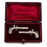 An early Victorian novelty silver pistol pencil and toothpick set, by S. Mordan, engraved 6 July