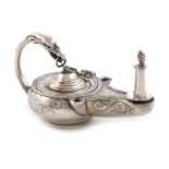 A Victorian silver table cigar lighter, by James Edington, London 1853, modelled as a classical