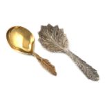 A Victorian cast silver caddy spoon, by George Adams, London 1849, leaf bowl, and leaf handle, the
