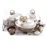 A mixed lot, comprising silver items: an Edwardian inkwell, London 1903, a pair of pierced bonbon