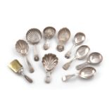 A collection of ten silver caddy spoons, various dates and makers, comprising: one by William