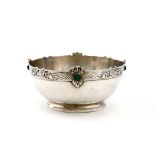 By Bruckmann and Son, a German silver and hardstone bowl, circular form, set with winged